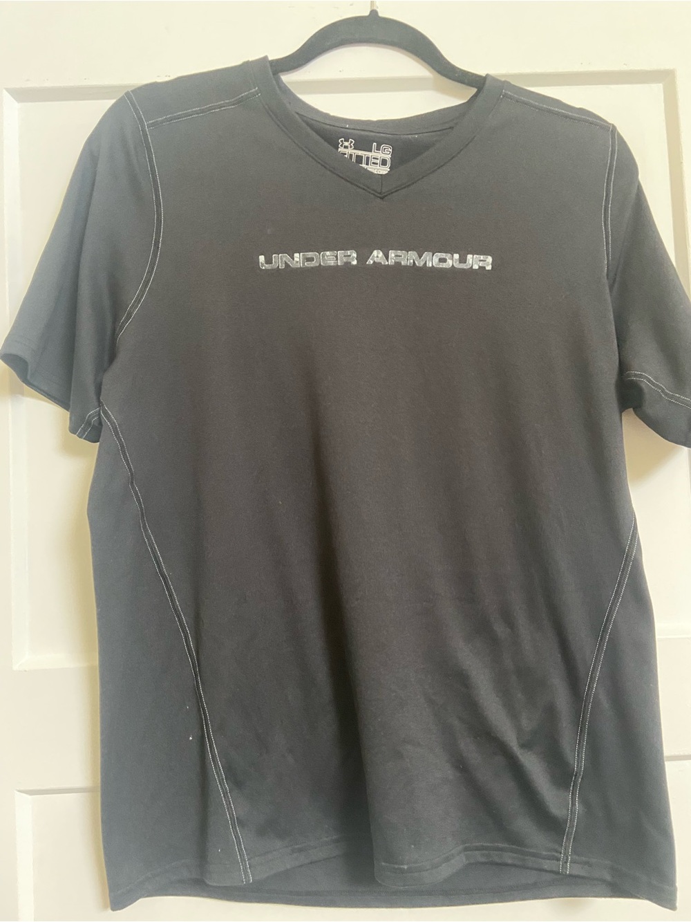 Under Armour Black camo logo  Short Sleeve V-Neck Athletic Tee
